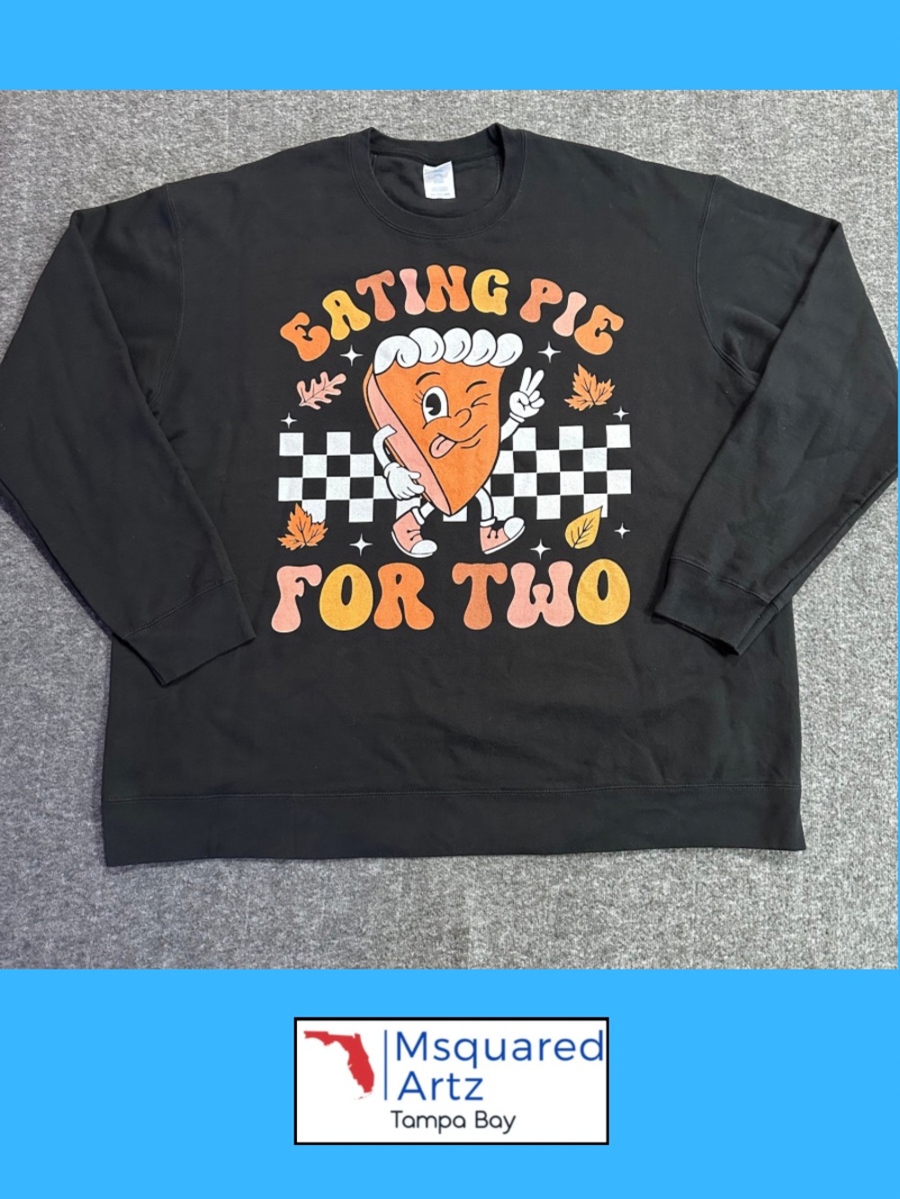 Port & Company Eating Pie For Two Thanksgiving Pregnancy Crewneck Sweatshirt 2XL